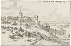 View of the Valkhof and Belvedere at Nijmegen by Valentijn Klotz (possibly)