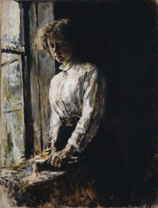 At the Window. Portrait of Olga Fyodorovna Trubnikova by Valentin Aleksandrovich Serov