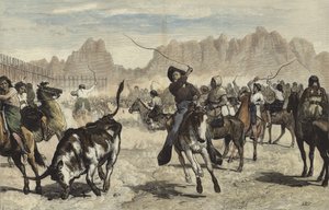 Driving Cattle into a Corral, Nebraska by Valentine Walter Lewis Bromley