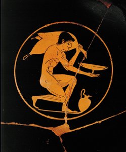 Young man with cup and wine-skin by Vasepainter Skythos