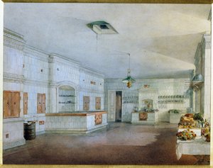 The Kitchen in the Yusupov Palace in St. Petersburg by Vasili Semenovich Sadovnikov