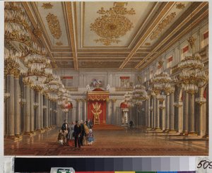 The Throne Room (Hall of Saint George) of the Winter Palace in Saint Petersburg