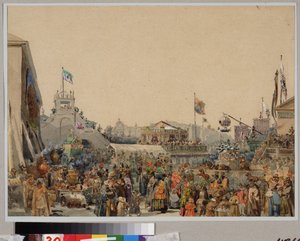 Fairground Stand on Admiralty Square in Saint Petersburg by Vasili Semenovich Sadovnikov