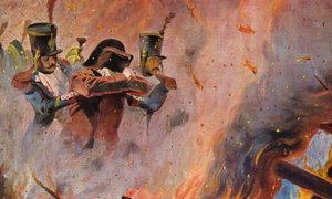 Soldiers guide Napoleon Bonaparte through the fire in Moscow by Vasili Vasilievich Vereshchagin