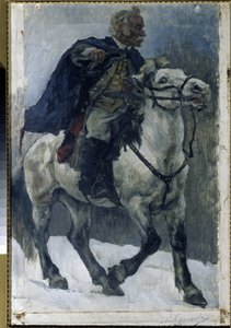 Alexander Suvorov on Horseback. The Russian Hero Crossing the Alps at the Head of Russian Troops During the Italian Campaign (1799-1800)