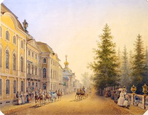 The Main Entrance of the Great Palace in the Peterhof by Vasilij Semenovic Sadovnikov