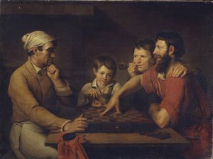 A Cook Playing Draughts with a Caretaker, 1824 by Vasily Ivanovich Gryaznov