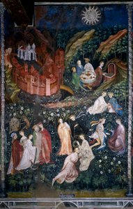 Month of May: Couples of Young Aristocrats and Lady in a Rose Garden by Venceslao Maestro