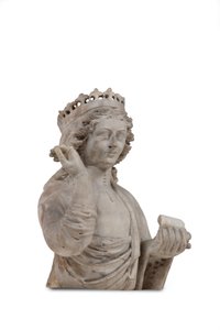 A carved marble bust of a crowned female saint by Venetian School