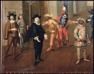 Italian and French Comedians Playing in Farces, 1670 (detail) by Verio