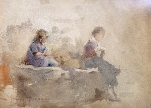 Two young women by Vespasiano Bignami