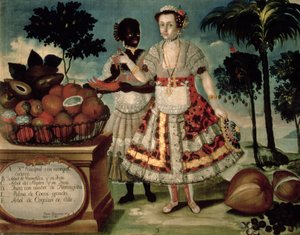 Distinguished woman with her negro slave
