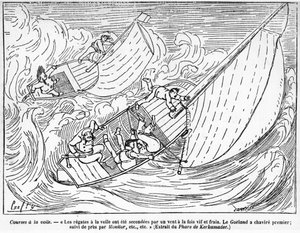 Sailboat racing, capsized boats: 