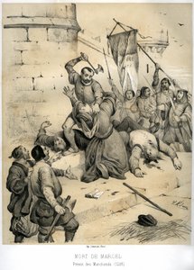 Assassination of Etienne Marcel by Jean Maillart, Engraving by Victor Adam in the Book 