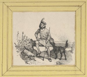 Man Sitting with a Dog