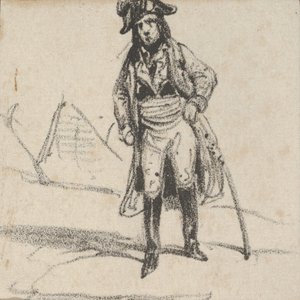Soldier leaning on his sword, mid-19th century by Victor Adam