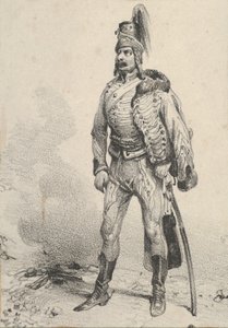 Standing soldier with his jacket on one shoulder by Victor Adam