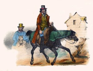 The beef merchant trotting by calculating his profit. In “Album Grotesque, Choices of Outstanding Types”, illustrations by Victor Adam, Paris, circa 1850. by Victor Adam