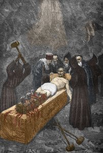 Case of the Possessed of Loudun around 1630: witch hunt, the French priest Urbain Grandier who allegedly made a pact with the devil and accused of bewitching nuns, is tortured