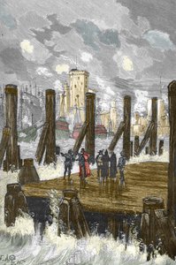 Siege of La Rochelle (1627-1628): The Cardinal of Richelieu on the dam of La Rochelle, during the siege of the city, October 1628
