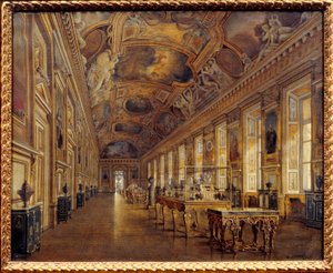 View of the Great Gallery of Apollon at the Musee du Louvre in 1880