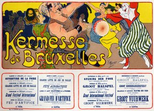 Brussels Kermess (Carnival), Belgium. Poster by V. Mignot, Belgium, c.1890