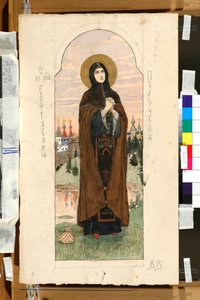 Portrait of Euphrosyne of Polotsk (1110-1173) (study for a fresco in Saint Vladimir Cathedral, Kiev) by Victor Mikhailovich Vasnetsov