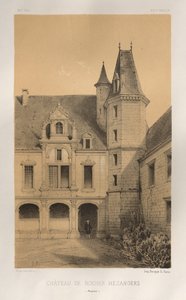 Picturesque Architecture or Monuments of the 15th and 16th Centuries: Castles of France of the 15th and 16th Centuries: Pl. 36, Castle of Rocher Mezangers (Mayenne) by Victor Petit