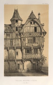 Pl. 21, Old Houses in Rouen Seine-Inferieure, Published 1860 by Victor Petit