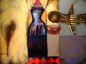 Mystical Woman and Bird by Victor Tkachenko