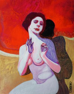 Pensive Woman in Red