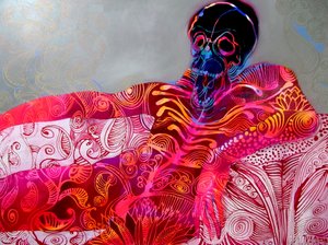 Vibrant Reclining Skull