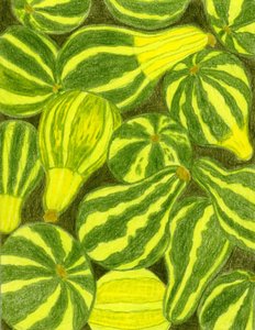 Vibrant Striped Gourds by Viktoriia Saunina