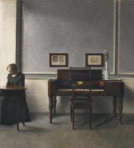 Ida in an Interior with Piano by Vilhelm Hammershøi