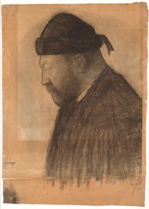 Portrait of Thorvald Bindesbøll in Profile Facing Left by Vilhelm Hammershøi