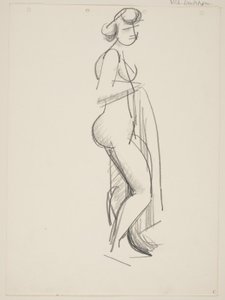 Standing Nude Woman, Profile to the Right, Drapery in Hand by Vilhelm Lundstrøm