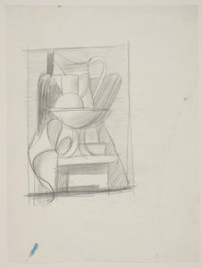 Study for Still Life with Bottle, Pitchers, Fruit Bowl, and Napkin