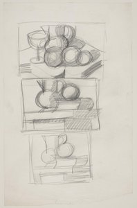 Study Sheet with Three Drafts for Still Lifes