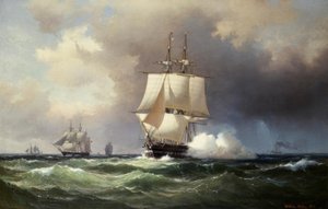 Square-Rigged Ship on the High Seas