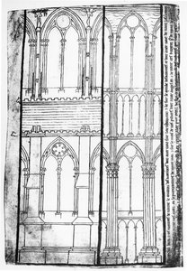 Facsimile copy of Ms Fr 19093 fol.31v Exterior and Interior Elevation of the Lateral Walls of Reims Cathedral