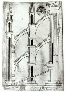 Section of the wall and arch of the absidial chapels of Reims Cathedral (facsimile copy)
