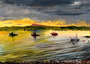 On Holy Island at Sunset by Vincent Alexander Booth