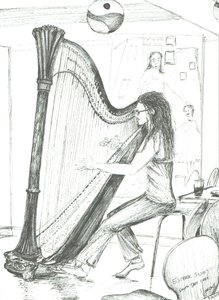The Harpist 8th day cafe Manchester, 2007 by Vincent Alexander Booth