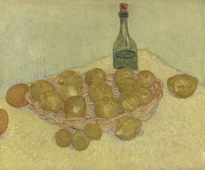 Basket of lemon and bottle by Vincent van Gogh