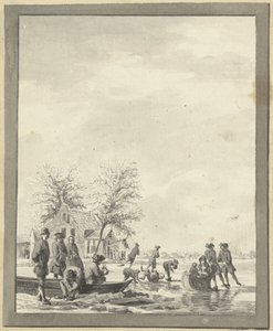Ice Skating on the Buiten Spaarne near Haarlem at the Inn