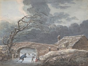 Winter Landscape with Skaters on a Frozen Canal