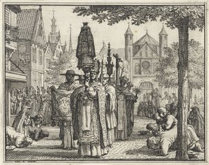 Procession with a Statue Through a Street