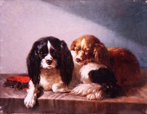 A Pair of Cavalier King Charles Spaniels on a Ledge