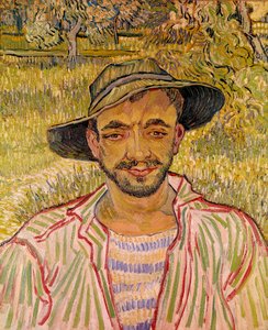 Bust of Peasant Face with Straw Hat. Painting by Vincent Van Gogh (1853-1890) by Vincent van Gogh