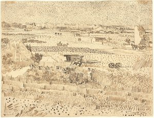 Harvest--The Plain of La Crau by Vincent van Gogh